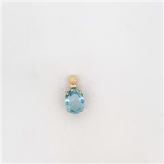14k Yellow Gold Oval Blue Stone Pendant